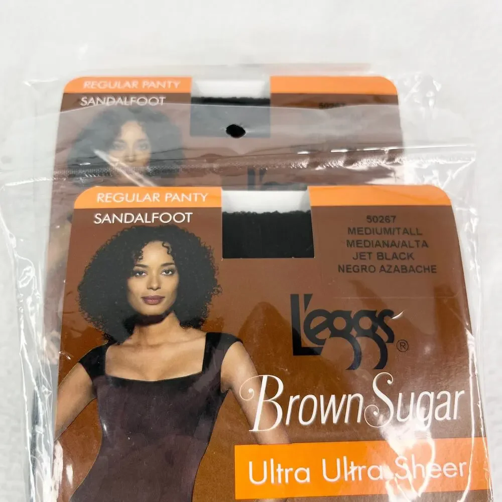 Lot of 3 L'eggs Brown Sugar Ultra Sheer Pantyhose M/T Black New